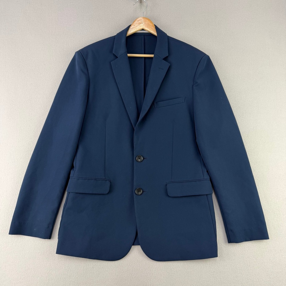 &Collar Performance Blazer Men 40/M Navy Blue Slim Fit Stretch Two Button Jacket